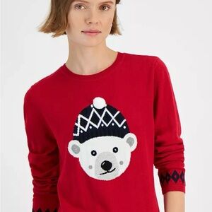 Tommy Hilfiger Red Polar Bear Winter Graphic Sweater NWT XL